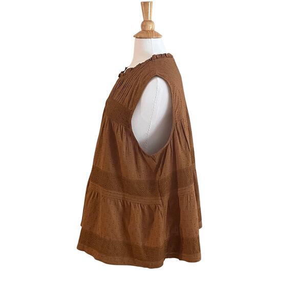 Old Navy Cotton Blend Brown Sleeveless Embroidered Swing Blouse, Size XXL - Picture 4 of 13